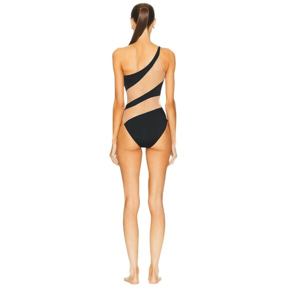 Norma Kamali Snake Mesh Mio One Piece Swimsuit in Black & Nude X-Small New Women - Picture 2 of 15